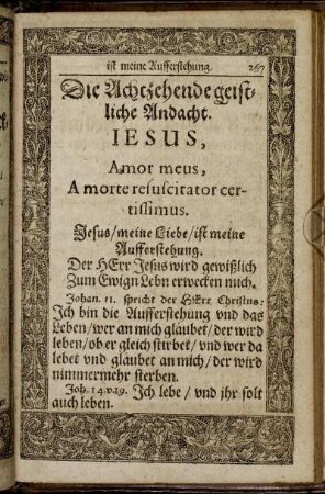 Die Achtzehende geistliche Andacht. Jesus, Amor meus, A morte resuscitator certissimus.