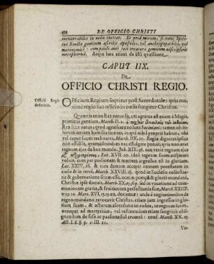 Caput IIX. De Officio Christi Regio.