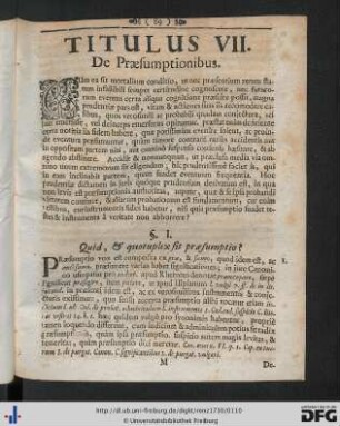 Titulus VII. De Praesumptionibus.