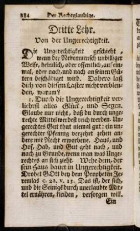184-207, Dritte Lehr. Von der Ungerechtigkeit; Vierte Lehr. Von dem Ehrabschneiden
