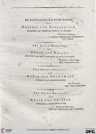 Für die Privatbibliothek Seiner Majestät des Kaisers von Oesterreich unterzeichnen [...]