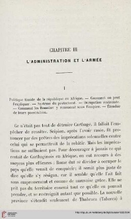 Chapitre III: L'Administration et L'Armée