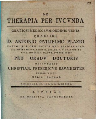 De therapia per iucunda