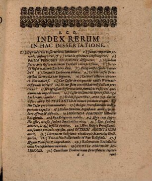 De Statu Religionis in Germania, Dissertatio Historica
