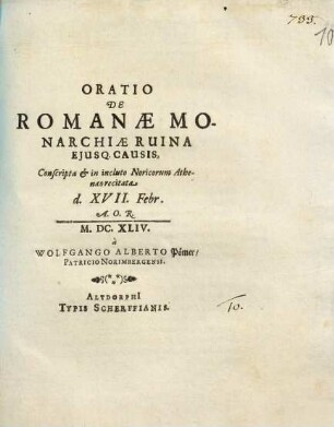 Oratio de Romanae monarchiae ruina, eiusque causis