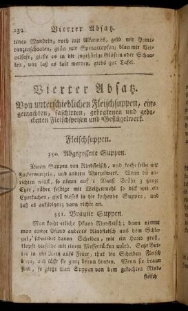 Vierter Absatz. Von unterschiedlichen Fleischsuppen, ...