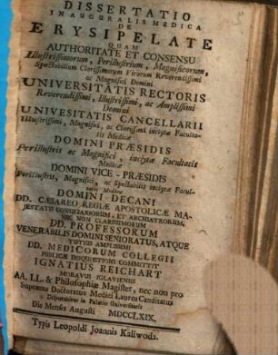 Dissertatio Inauguralis Medica De Erysipelate