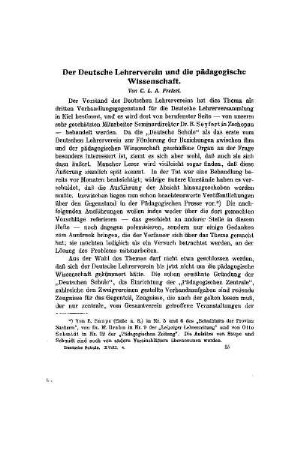 Der Deutsche Lehrerverein und die pädagogische Wissenschaft