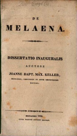 Diss. inaug. de Melaena