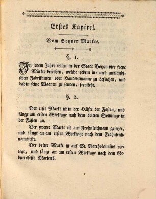 Kaiserlich-Königliche Satzungen und Freyheiten für die freyen Märkte. der Stadt Botzen