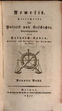 Nemesis : Zeitschrift für Politik und Geschichte. 9, 9. 1817