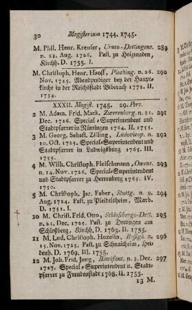 30-41, Magisterium 1745 - 1750