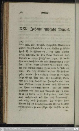 XXI. Johann Albrecht Bengel