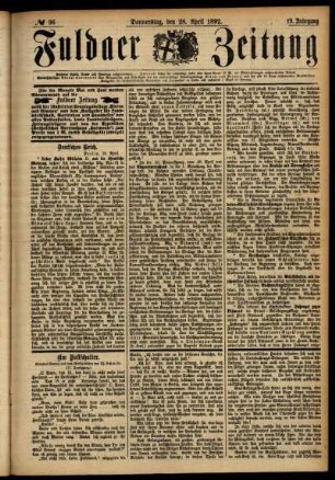 Ausgabe vom Donnerstag, den 28. April 1892.