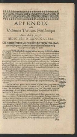 Appendix Ad Volumen Tertium