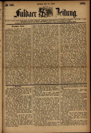 Ausgabe vom Freitag, den 13. Juni 1884.