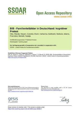 BIB - Familienleitbilder in Deutschland: kognitiver Pretest