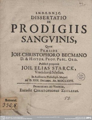 De prodigiis sanguinis