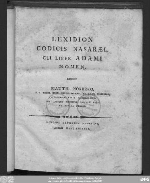 Lexidion Codicis Nasaraei, cui liber Adami nomen