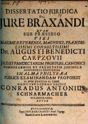 Diss. jur. de jure braxandi