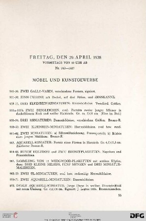 Möbel und Kunstwerke (Nr. 949-1104)