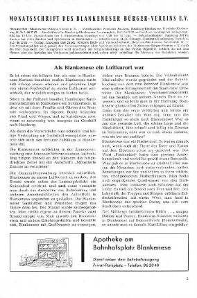 Als Blankenese ein Luftkurort war