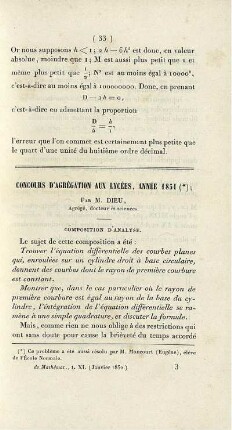 Concours d´agrégation aux lycées, année 1851
