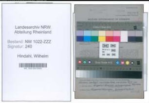 Entnazifizierung Wilhelm Hindahl , geb. 27.07.1893 (Maler)