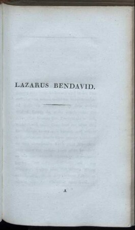 Lazarus Bendavid [Selbstbiographie]