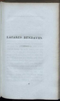 Lazarus Bendavid [Selbstbiographie]