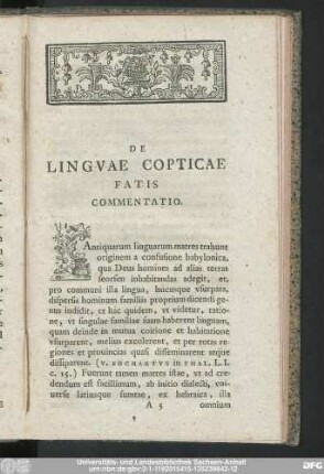 De Linuae Copticae Fatis Commentatio.