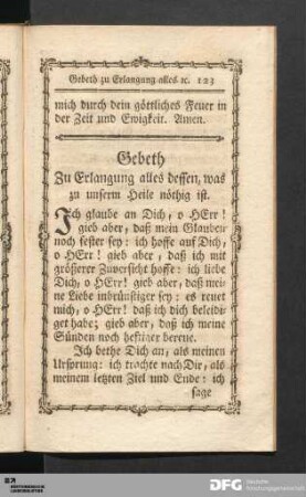 Gebeth Zu Erlangung alles dessen, was zu unserm Heile nöthig ist.