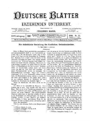 Die einheitliche Gestaltung des kindlichen Gedankenkreises : (Fortsetzung)