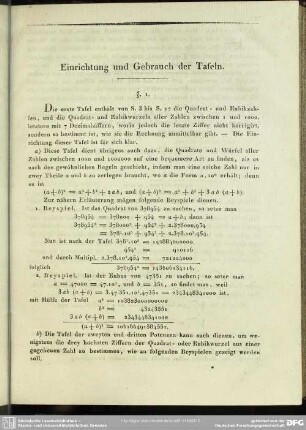 Einrichtung und Gebrauch der Tafeln