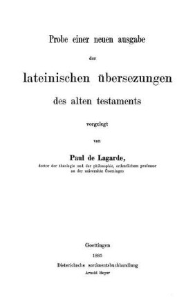 Probe einer neuen ausgabe der lateinischen übersezungen des alten testaments