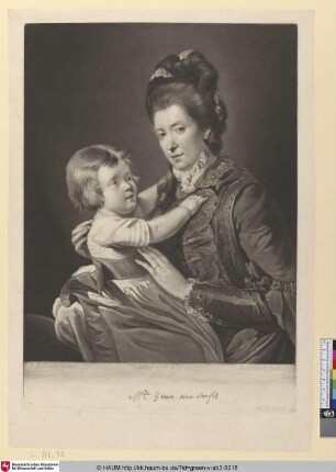[Mistriss Green mit ihrem Kinde spielend; M.de Green avec son fils; Mary Green and Son]