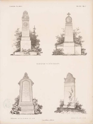 Grabdenkmale von Berlins Kirchhöfen: Perspektivische Ansicht, Ansichten (aus: Architektonisches Skizzenbuch, H. 32, 1857)
