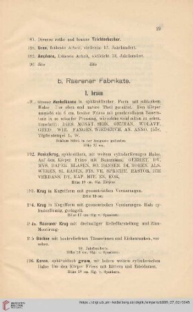 b. Raerener Fabrikate (Nr. 191 - 196)