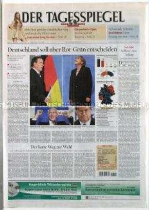 Berliner Tageszeitung "Der Tagesspiegel" zur Landtagswahl in Nordrhein-Westfalen und über vorgezogene Neuwahlen für den Bundestag
