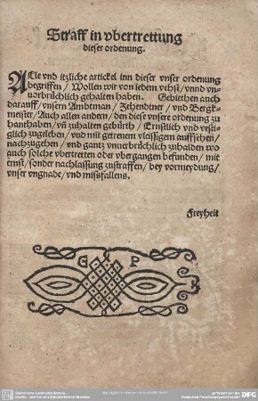 Straff in ubertrettung dieser ordenung.