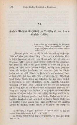 170-203 Gustav Adolphs Verhältniß zu Deutschland vor seinem Einfalle (1630)