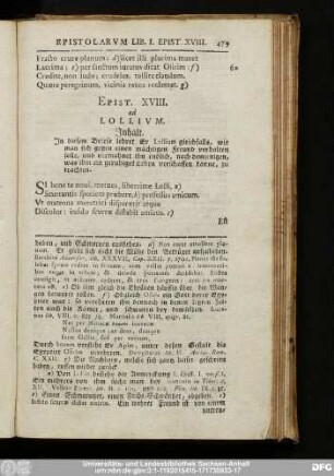Epist. XVIII. ad Lollium.