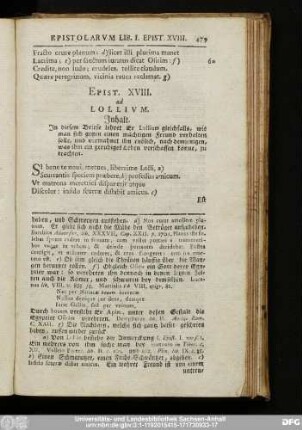 Epist. XVIII. ad Lollium.