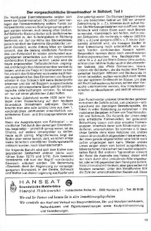 Der vorgeschichtliche Urnenfriedhof in Sülldorf, Teil I