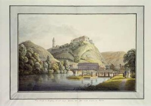 Das Schloß zu Freyburg mit der neuen Brücke und dem neuen Canale