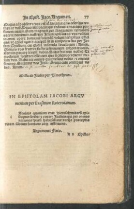 In Epistolam Iacobi Argumentum ...