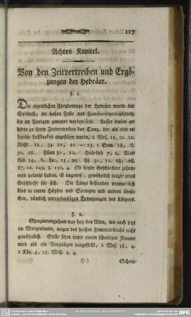 Achtes Kapitel. Von den Zeitvertreiben und Ergözungen der Hebräer