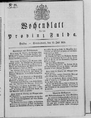 Nr. 28, Ausgabe vom 12. Juli 1834