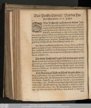 Das Fünffte Capittel/ Von den Finsternissen dieses 1608. Jahrs.