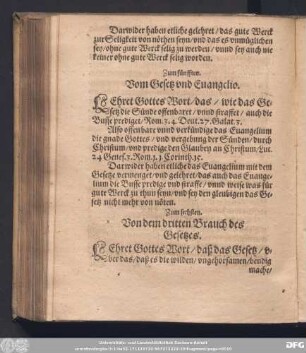 Zum fünfften. Vom Gesetz und Evangelio.